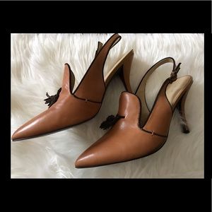 Levity Tan Leather Slingback shoes sz 9.5